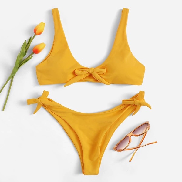 

Scoop Neck Top With Tie Side Bikini