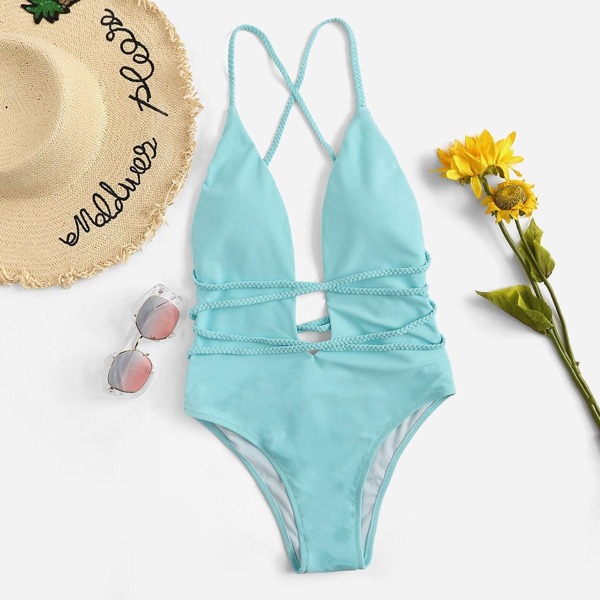 

U-Plunge Criss Cross Backless One Piece Swim