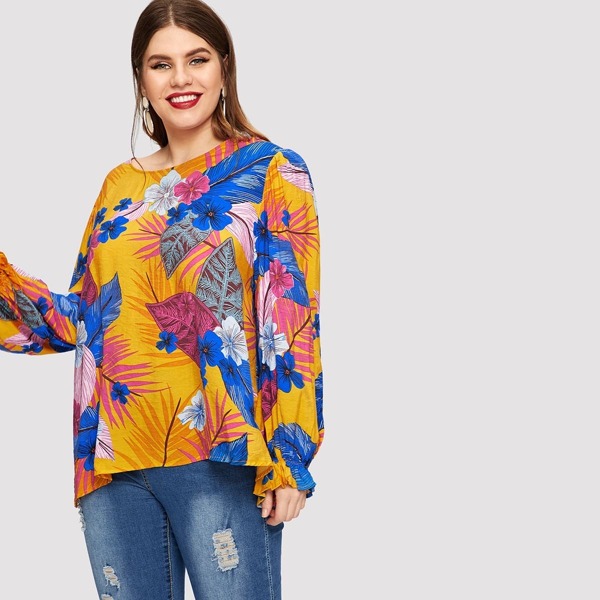 

Plus Mixed Print Tunic Top