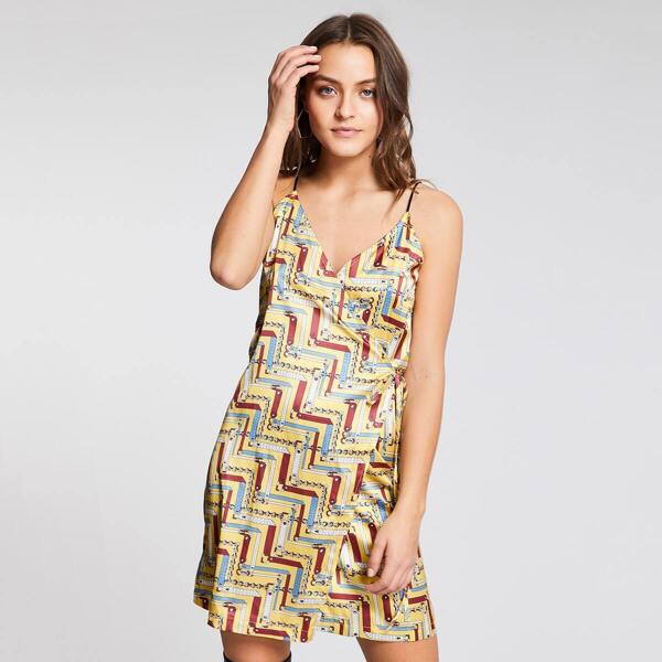 

Mixed Print Surplice Cami Dress