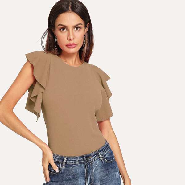 

Flutter Sleeve Solid Top