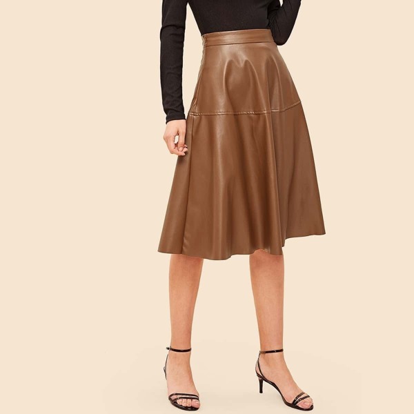 

70s Zip Side PU Skirt
