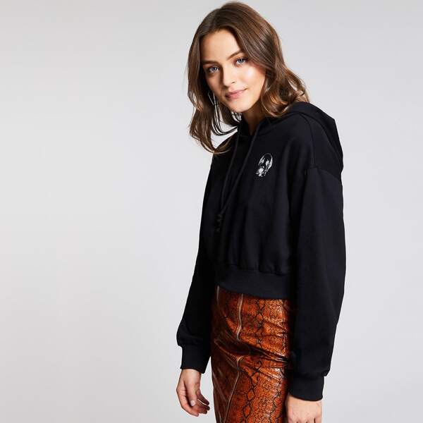 

Dog Print Drop Shoulder Hoodie