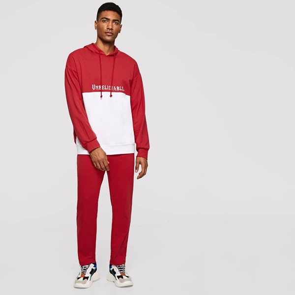 

Men Letter Embroidery Two-tone Tracksuit