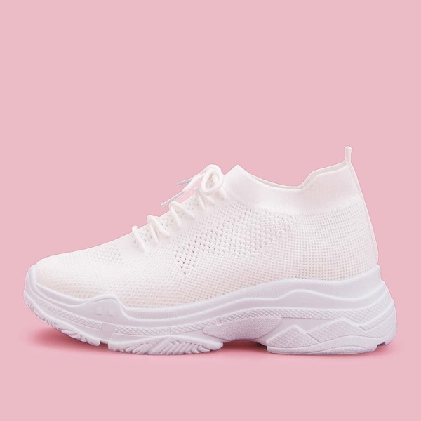 

Lace-up Knit Trainers, White