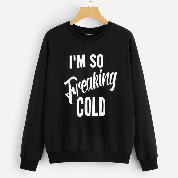 

Letter Print Pullover, Black
