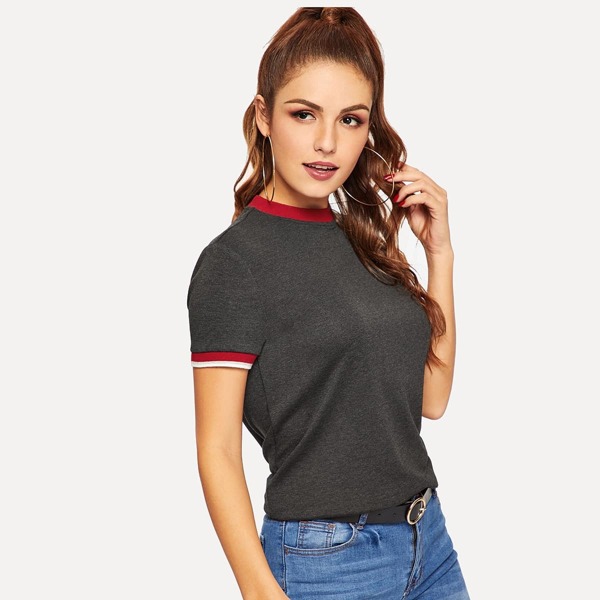 

Heather Knit Ringer Top