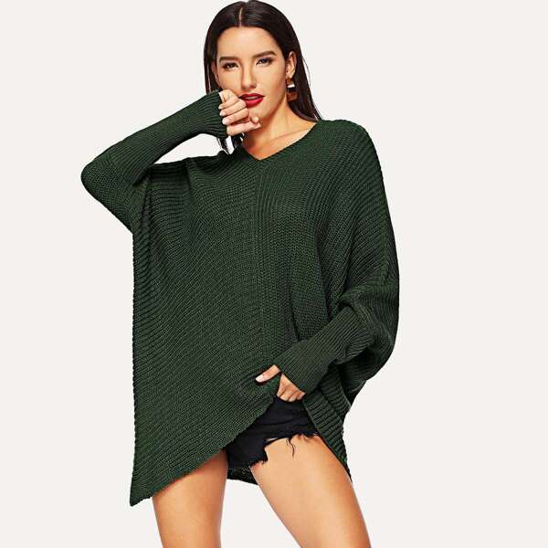 

V-neck Batwing Sleeve Sweater