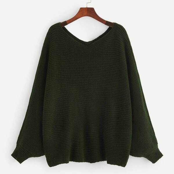 

Double V-neckline Dolman Sleeve Sweater