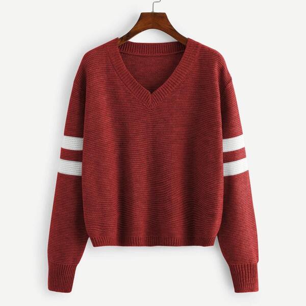 

Plus V-neck Striped Jumper