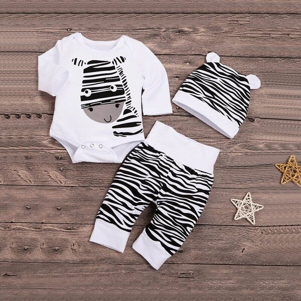 

Baby Zebra Print Button Jumpsuit & Pants & Hat
