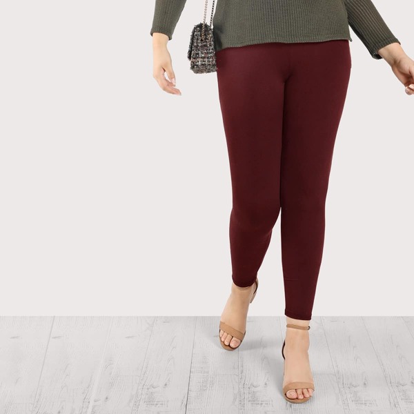 

Plus Solid High Waist Leggings