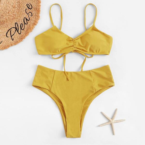 

Knot Back Triangle Bikini Set