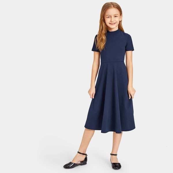 

Girls Mock-neck Fit & Flare Dress