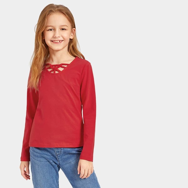 

Girls Caged Neck Solid Top