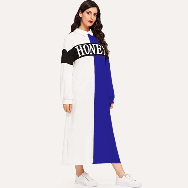 

Letter Print Color-block Dress