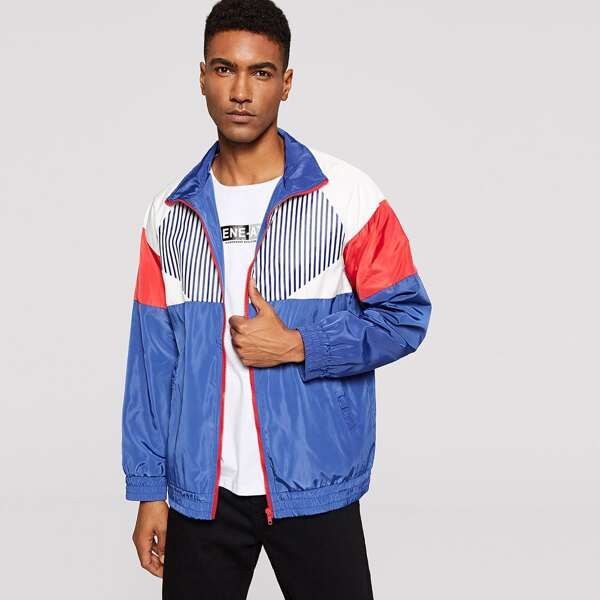 

Men Zip Up Color-Block Jacket