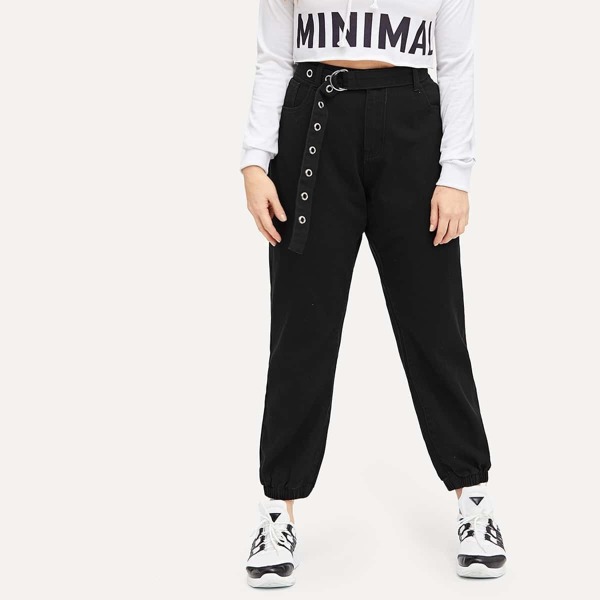 

Plus Elastic Hem Self Belted Jeans