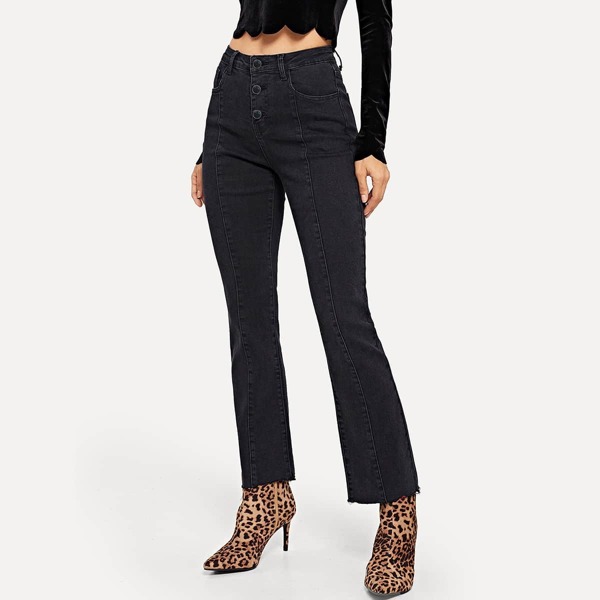 

Button Up Raw Hem Jeans