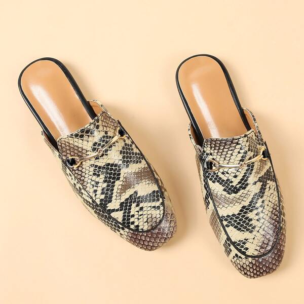 

Snakeskin Mule Flats, Multicolor