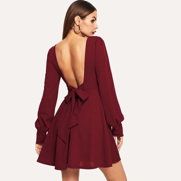

Bow Tie Open Back Flared Dress