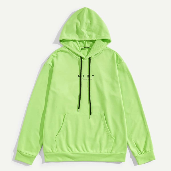 

Men Kangaroo Pocket Letter Drawstring Hoodie