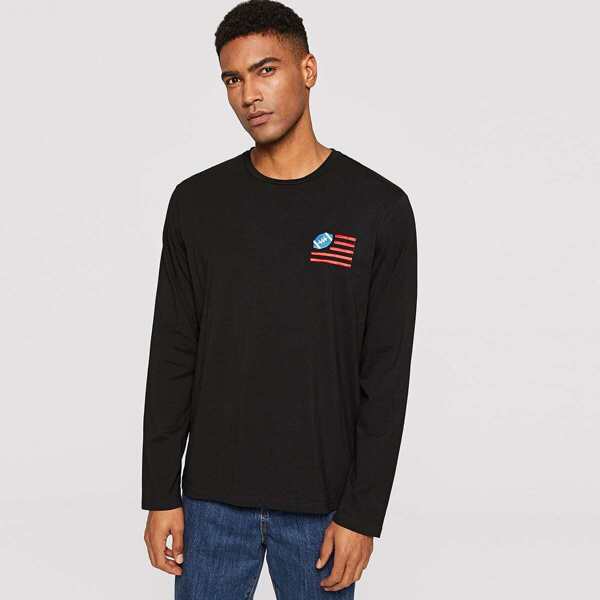 

Men Embroidery Detail Long Sleeve T-shirt