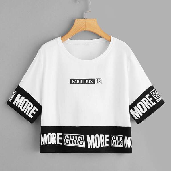 

Letter Print Crop Tee