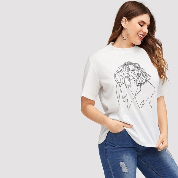 

Plus Figure Print Tee, White