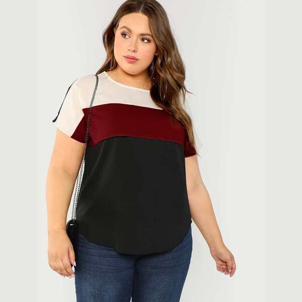 

Plus Curved Hem Cut and Sew Top