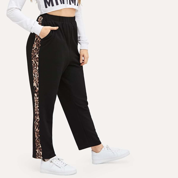 

Plus Leopard Panel Side Sweatpants