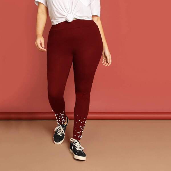 

Plus Pearl Beaded Detail Leggings