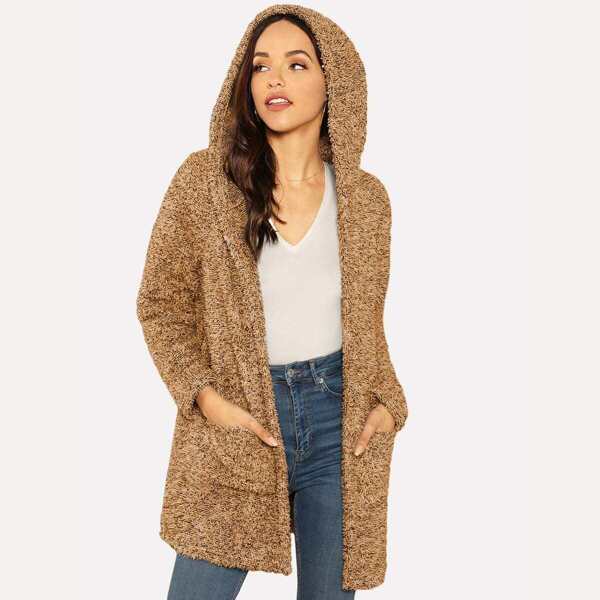 

Open Front Pocket Patch Teddy Coat