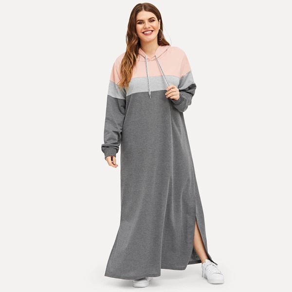 

Plus Color-block Split Side Sweatshirt Dress