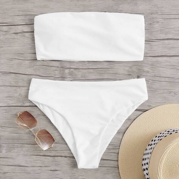 

Bandeau With High Leg Bikini Set