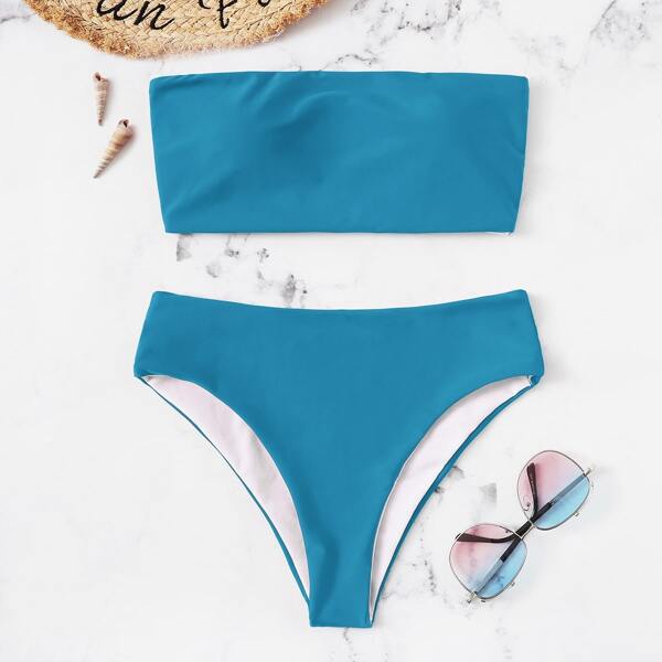 

Bandeau With High Leg Bikini Set