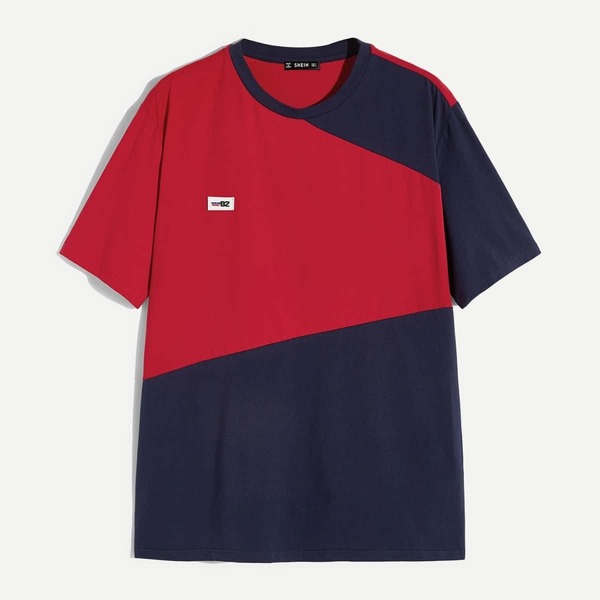 

Men Two-tone Badge Patched Tee