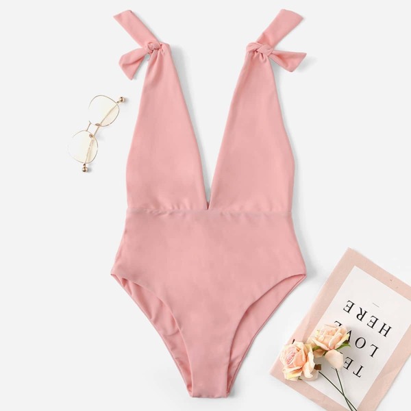 

Deep-V Self Tie One Piece Swimwear