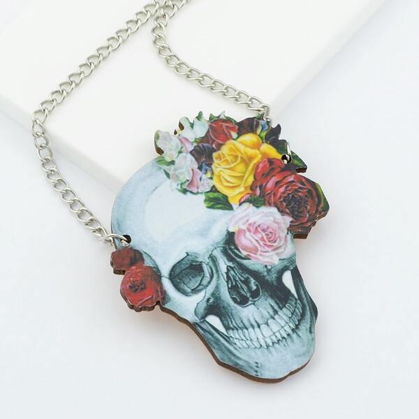 

New Fashion Long Viviv Colorful Skull Necklace