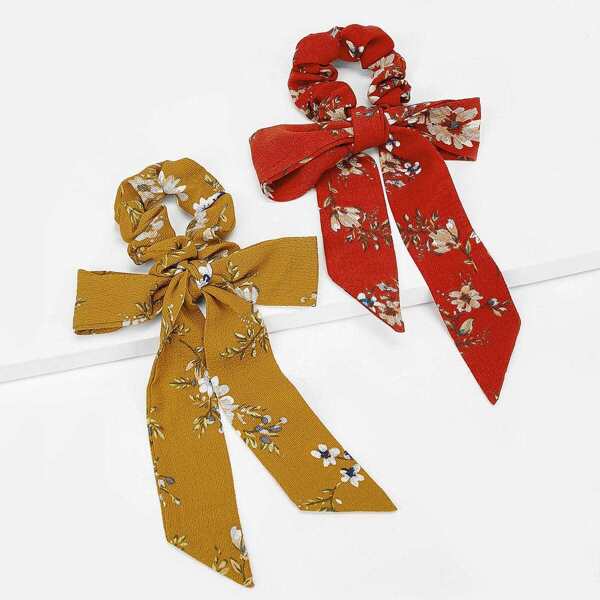 

Scarf Knot Floral Hair Tie 2pack, Multicolor