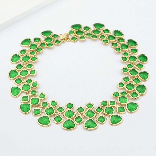 

Green Enamel Maxi Collar Choker Necklaces