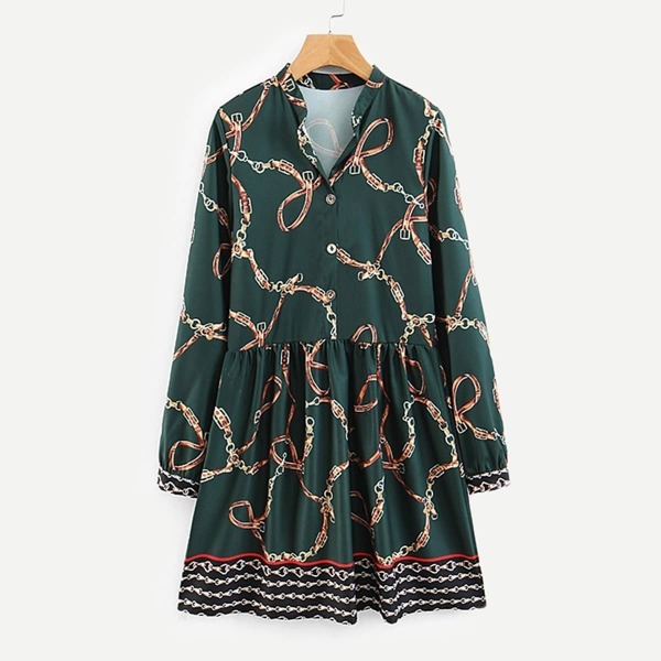 

Chain Print Shirt Dress