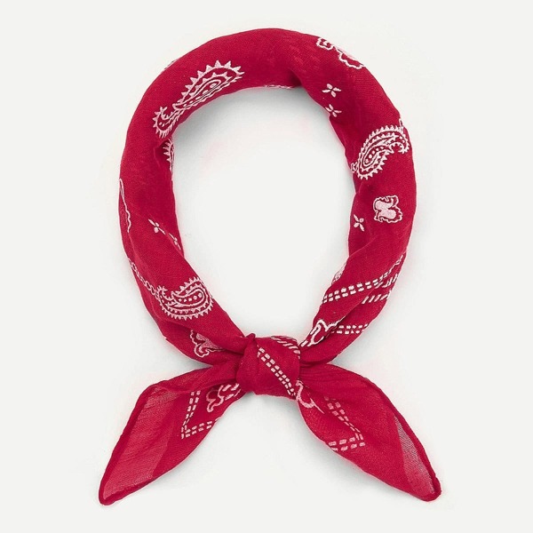 

Contrast Trim Paisley Bandana, Red