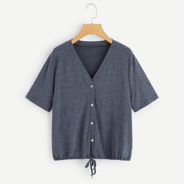 

Plus Single-breasted V-neck Tee