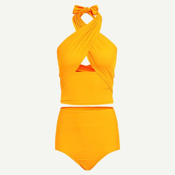 

Wrap Top With High Waist Bikini Set
