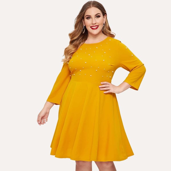 

Plus Pearl Beaded Skater Dress