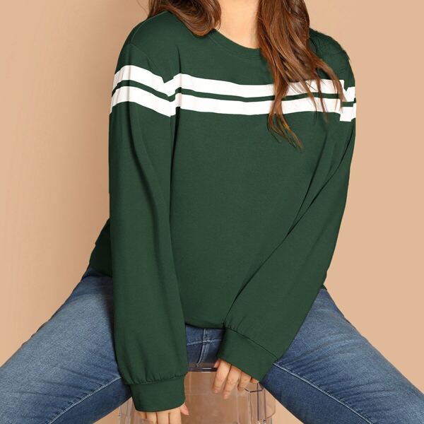 

Plus Striped-panel Pullover