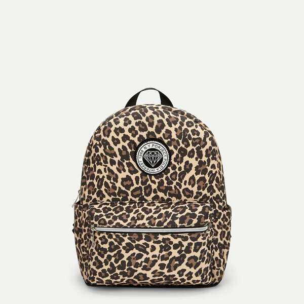 

Леопардовый рюкзак с заплатой, Многоцветный