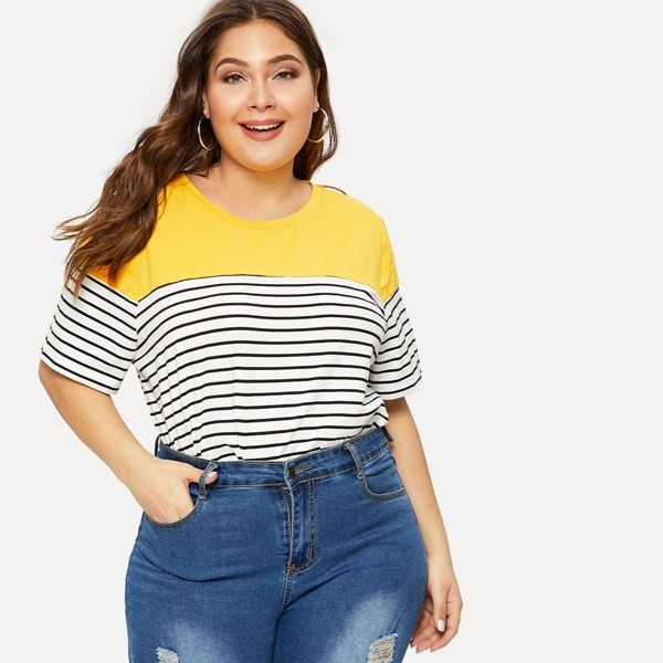 

Plus Color-block Striped Tee