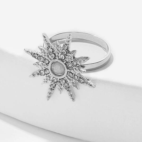 

Rhinestone Sun Decor Ring 1pc, Silver